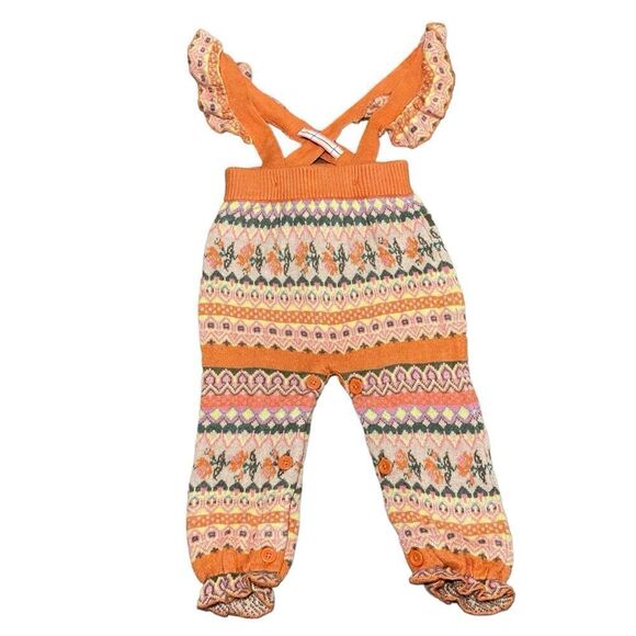 Matilda Jane Pumpkin Pie Choose Your Own Path Ruffle Sweater Knit Overalls 6-12 - Picture 1 of 10